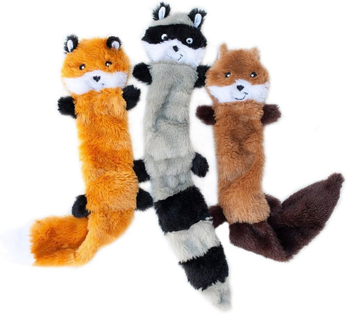 Durable crinkle plush dog toy with built-in squeakers and no stuffing mess! Perfect for small & medium dogs. 
Choose from raccoon or squirrel designs. Shop now!