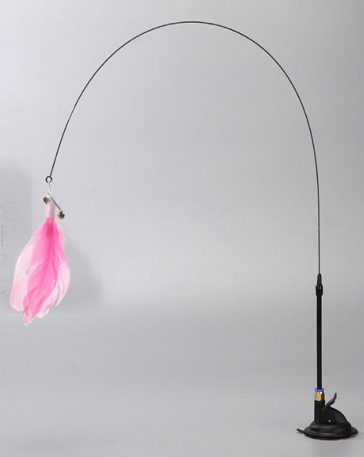 Keep your cat entertained with this steel wire feather teaser wand toy.
Features a bell & suction cup holder. Available in black, pink & white. Shop PawSylo!