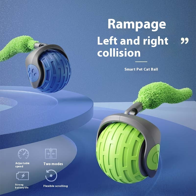 Entertain your cat with this smart self-rolling toy ball! USB rechargeable interactive teaser for cats & kittens. 
Available in emerald green, orange red & sapphire blue.