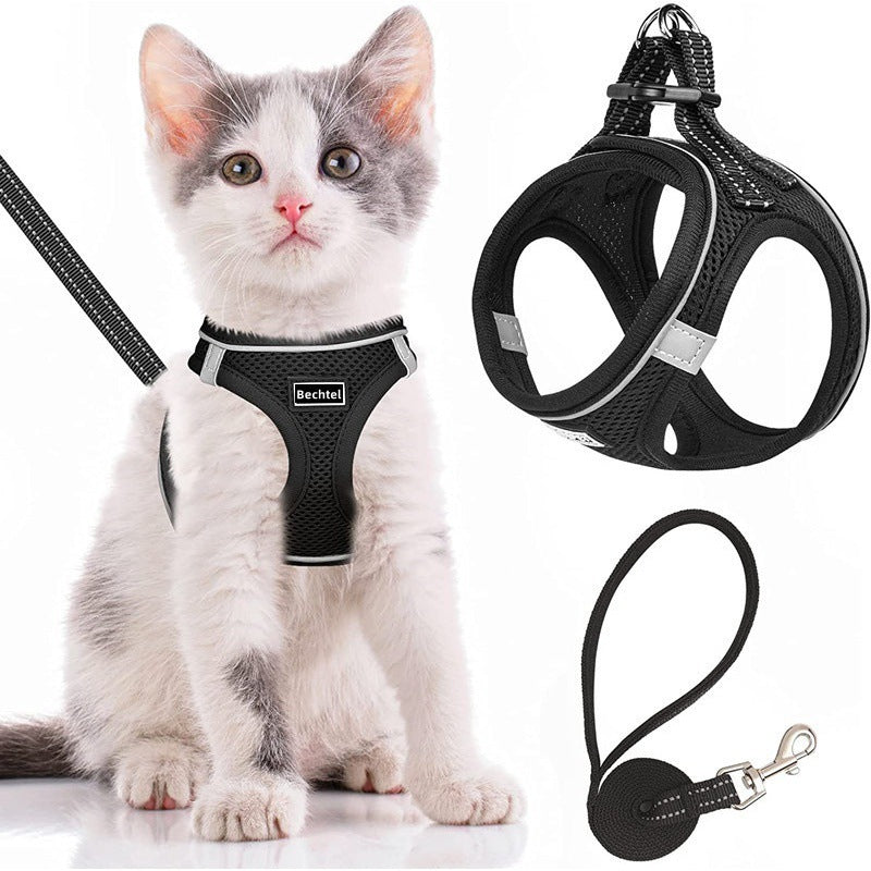 Walk your pet safely with our escape-proof adjustable harness vest with D-ring.
Soft & comfortable for cats & dogs. Available in multiple colors, sizes XS–XL.