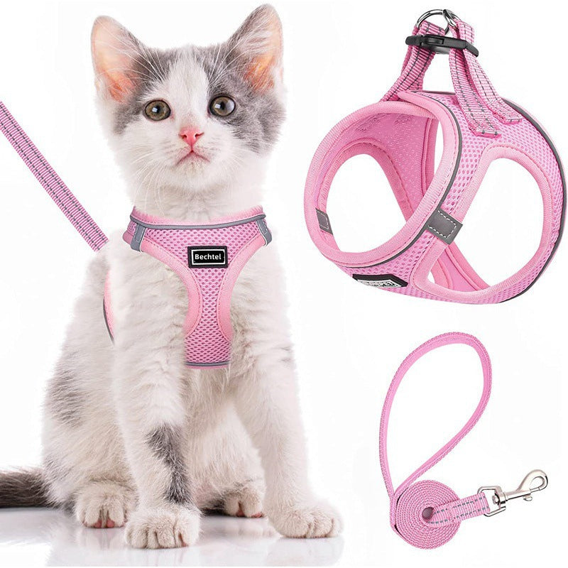 Walk your pet safely with our escape-proof adjustable harness vest with D-ring.
Soft & comfortable for cats & dogs. Available in multiple colors, sizes XS–XL.